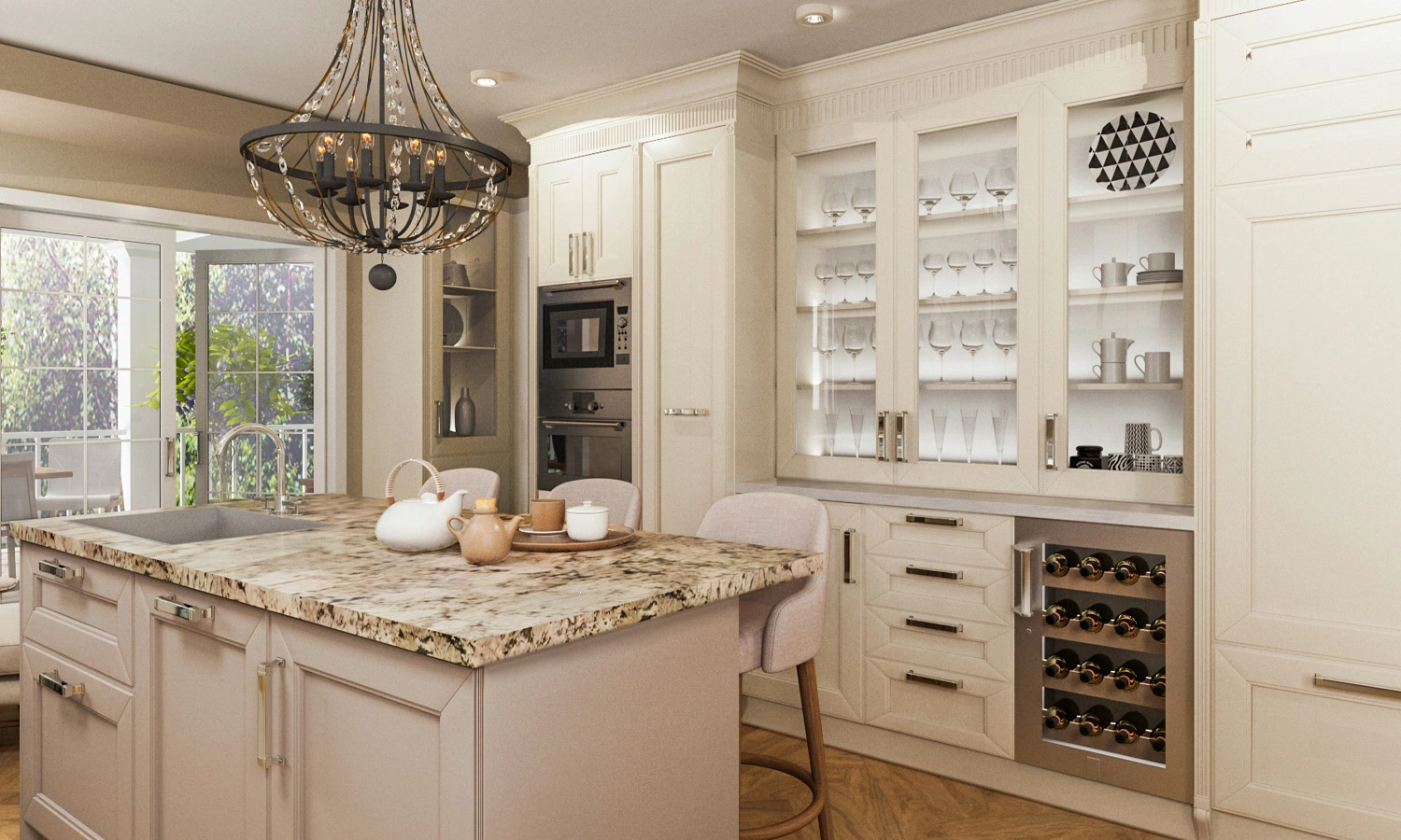 Modern Tuscan kitchen with granite island — Seattle, Ariana Designs