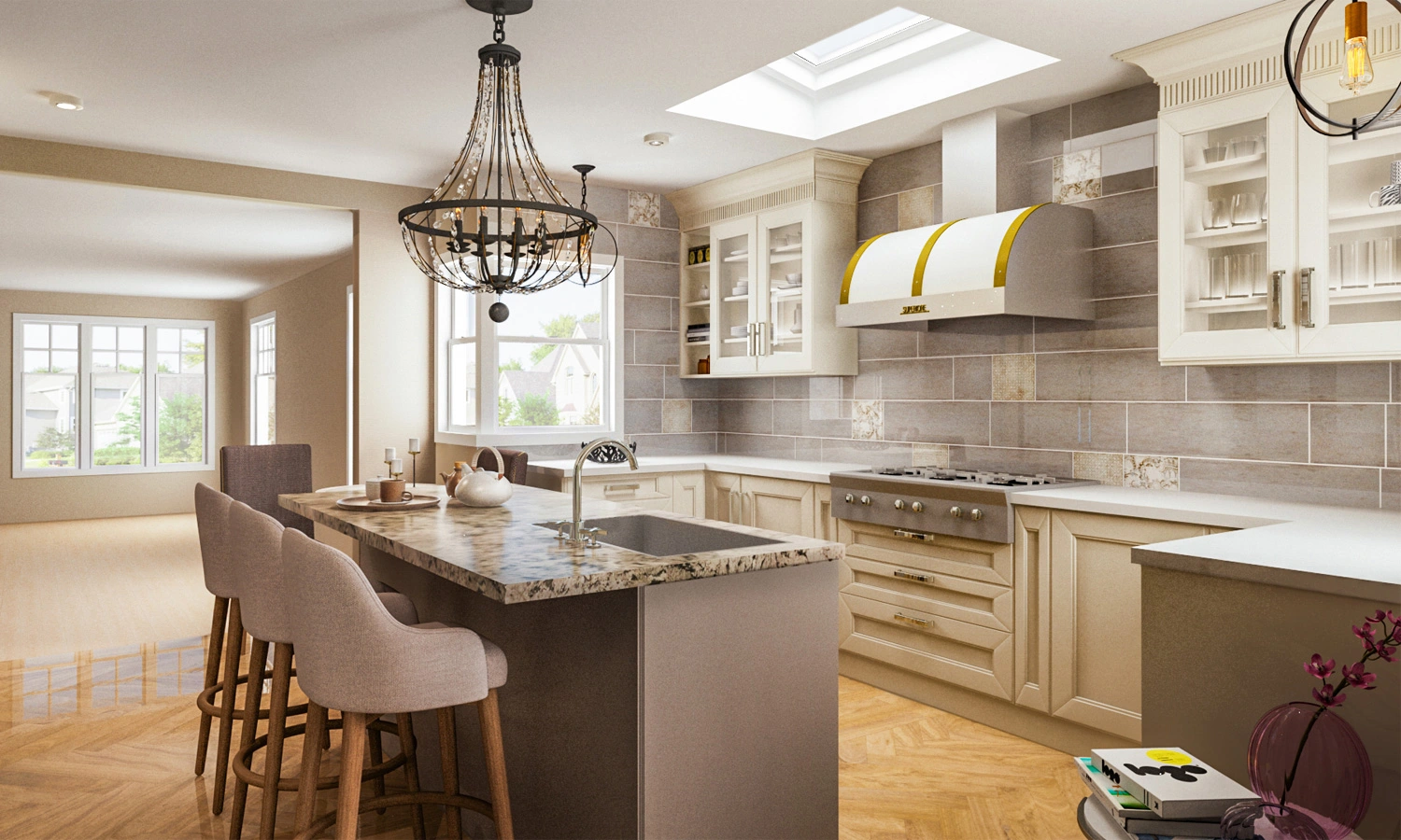 Modern classic kitchen with breakfast nook — Seattle, Ariana Designs