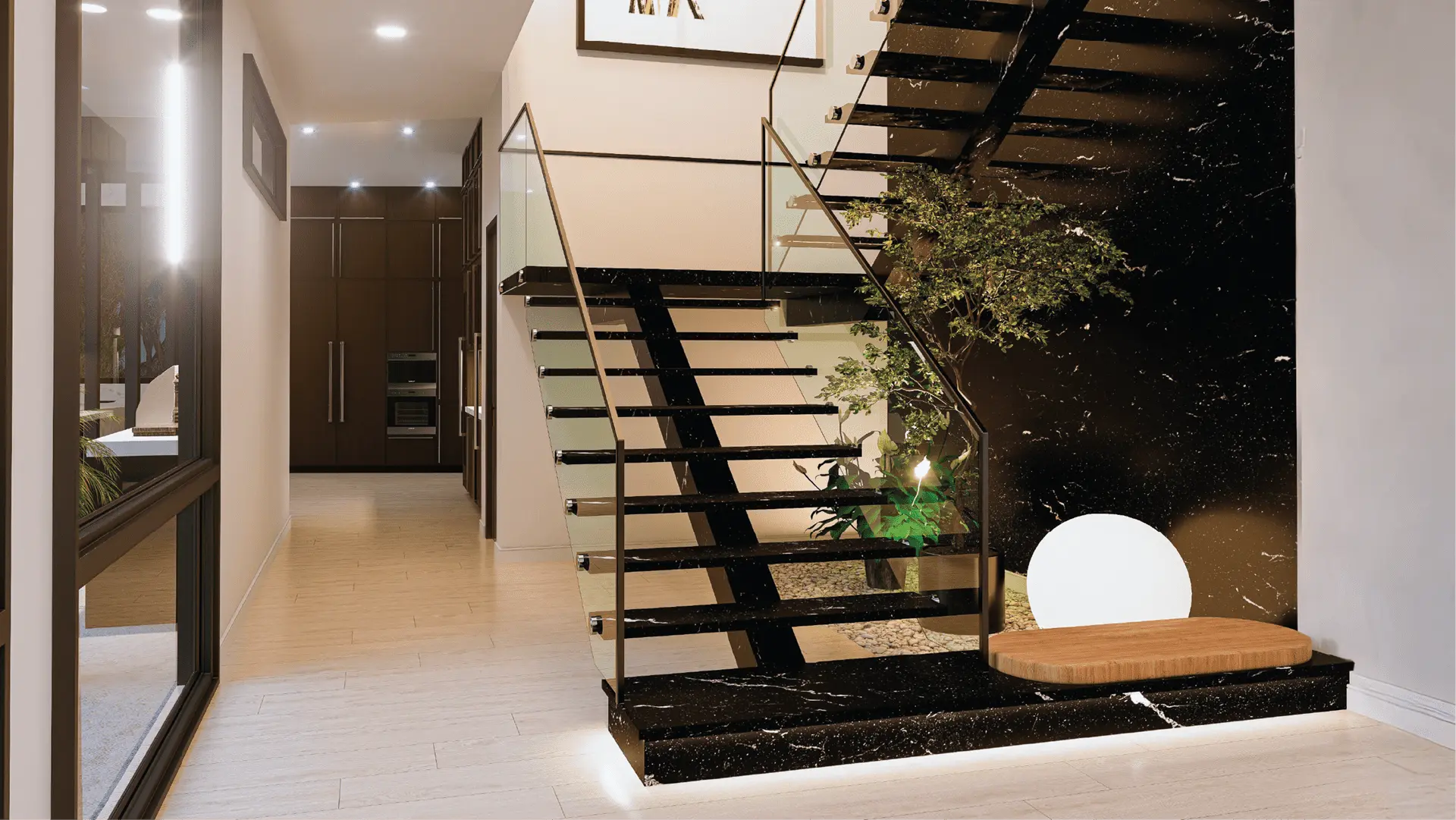 Modern entrance staircase design Bellevue — Ariana Designs