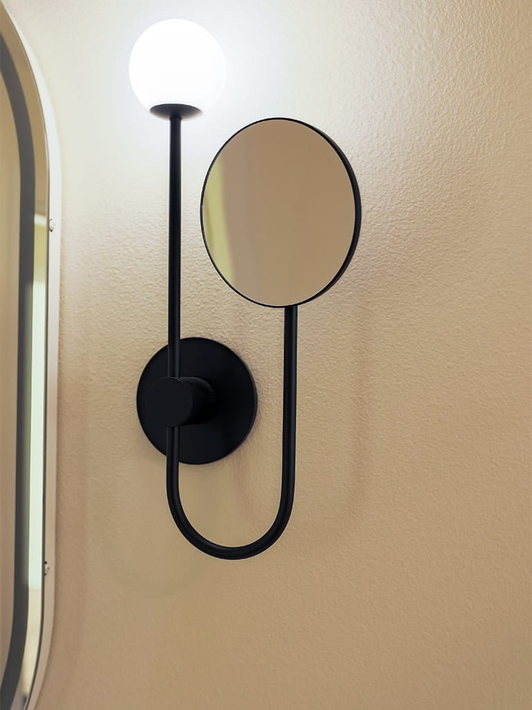 Wall-mounted light and mirror in bathroom — Kirkland Home, Ariana Designs