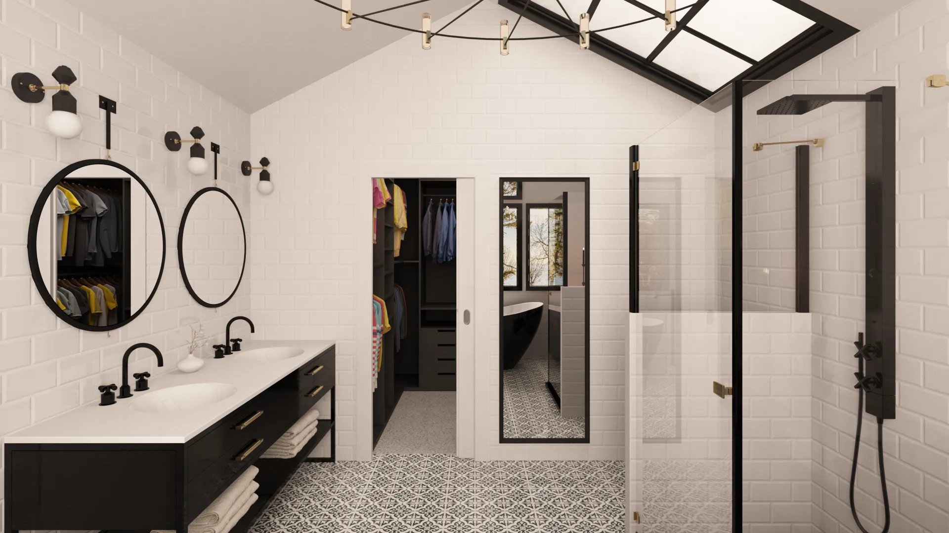 Elegant black and white bathroom design — Ariana Designs, Medina