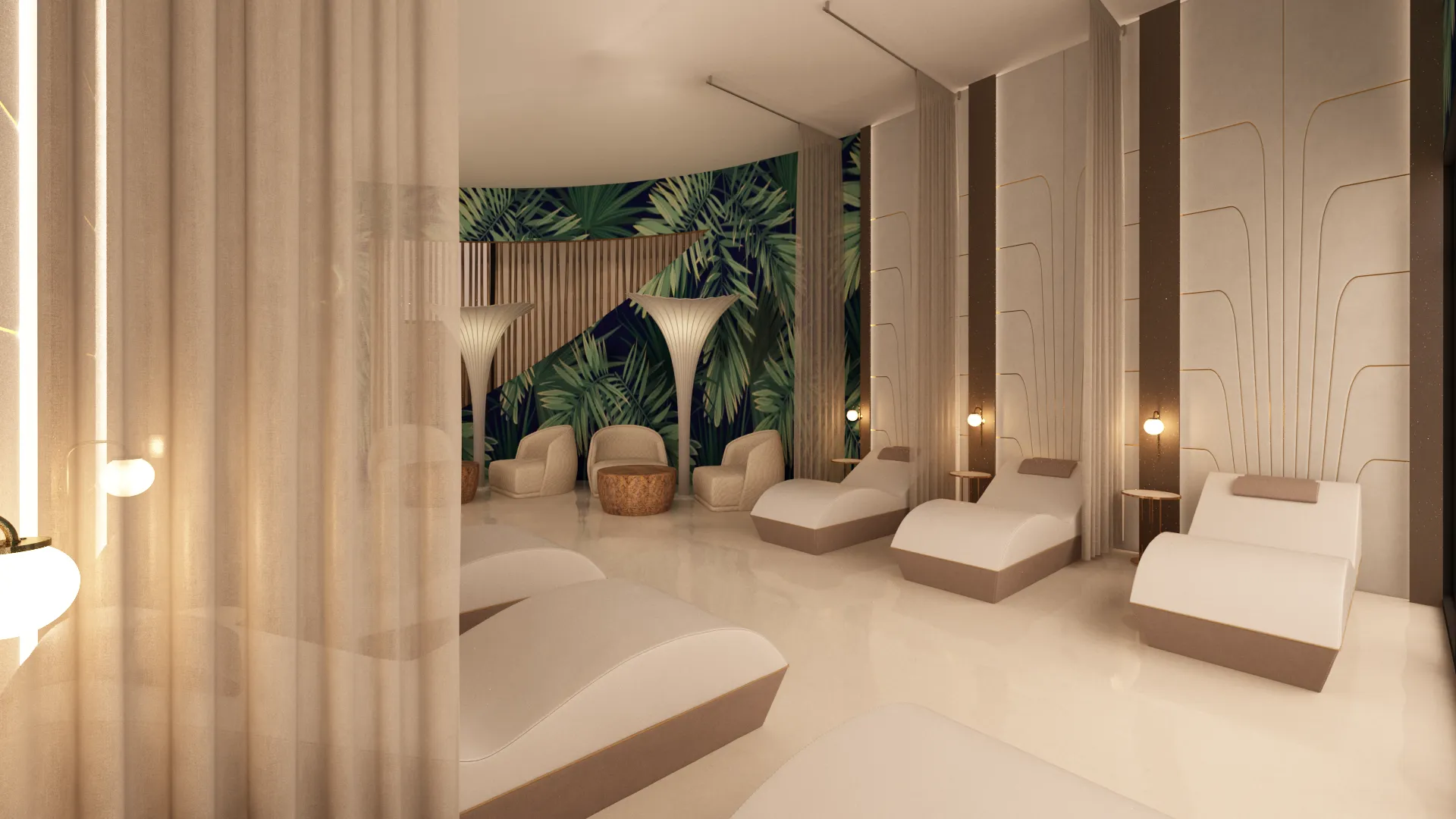 Modern spa interior full view