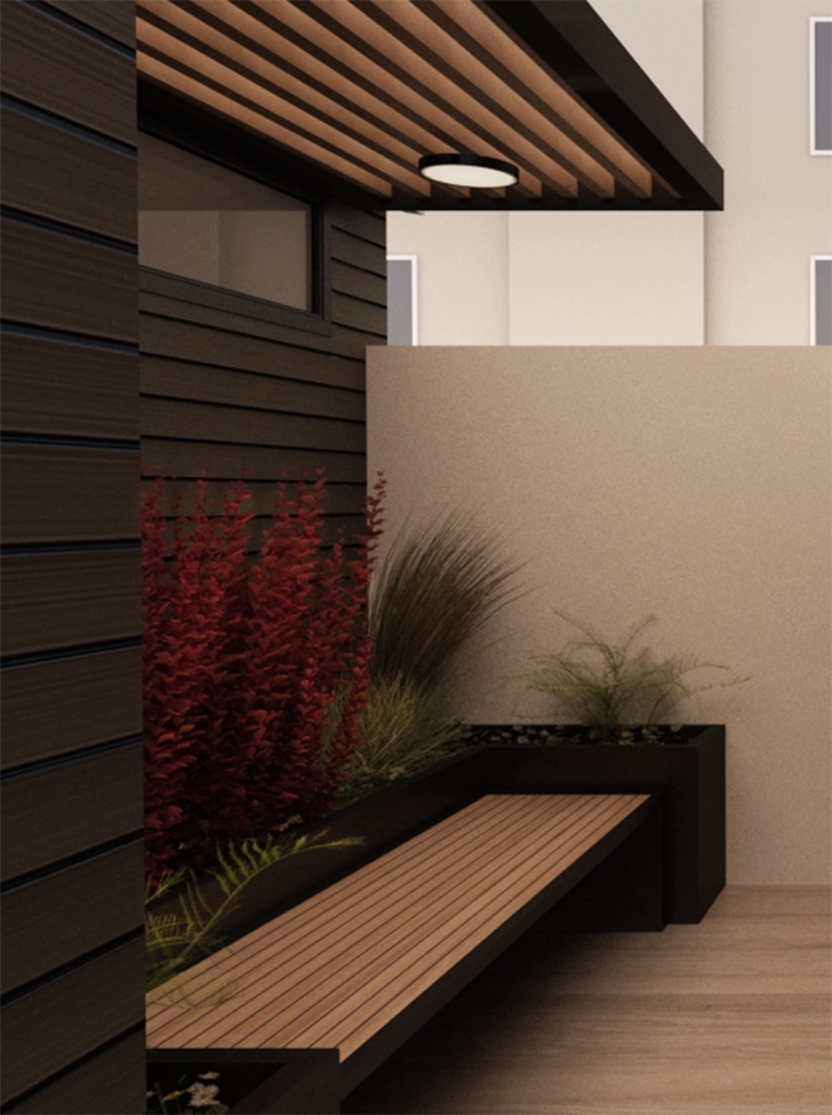 Chic outdoor retreat with fire table — Apartment Rooftop, Ariana Designs, Bellevue