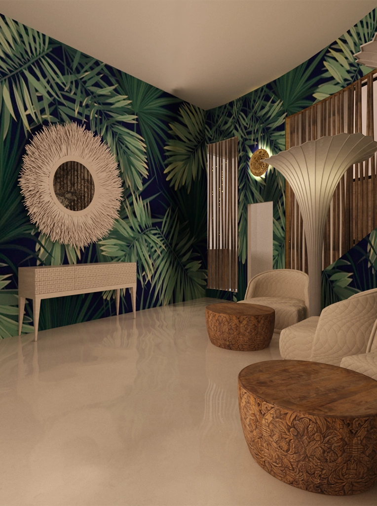Tropical interior accent detail