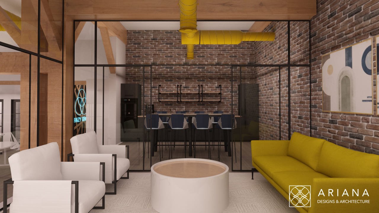 Bright open office workspace collaborative furniture — Ariana Designs, Arazi Group Bellevue