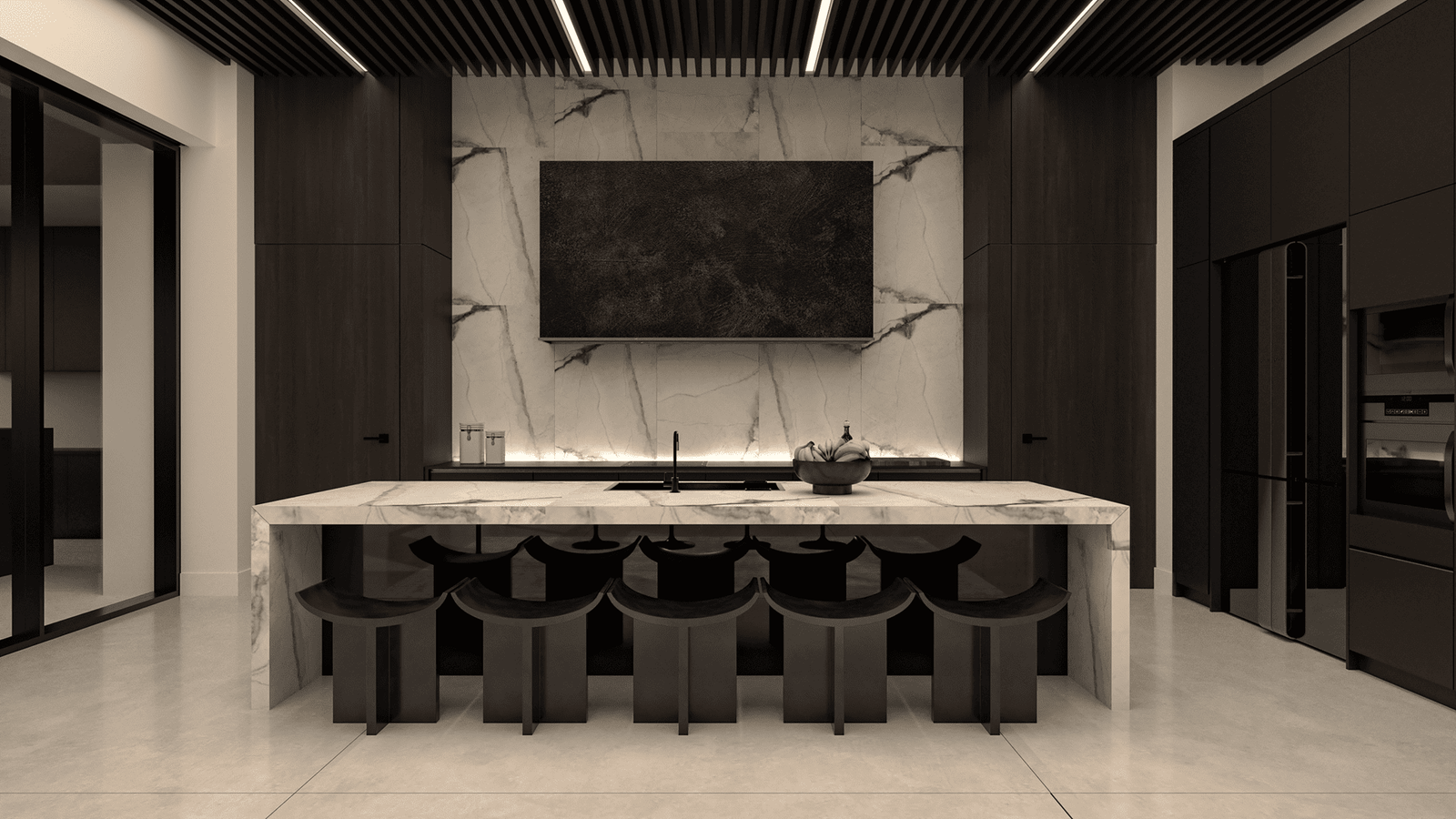 Luxury kitchen design with premium materials — representing high-end interior design value